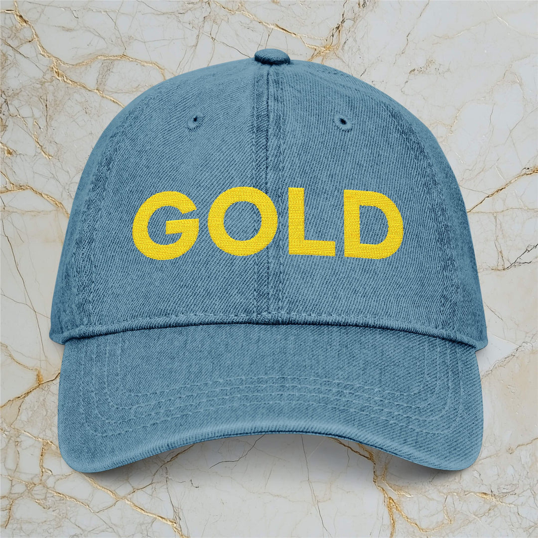 GOLD: Premium Embroidered Dark Denim Cap