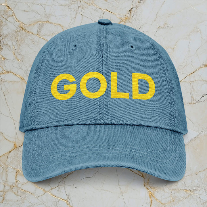 GOLD: Premium Embroidered Dark Denim Cap