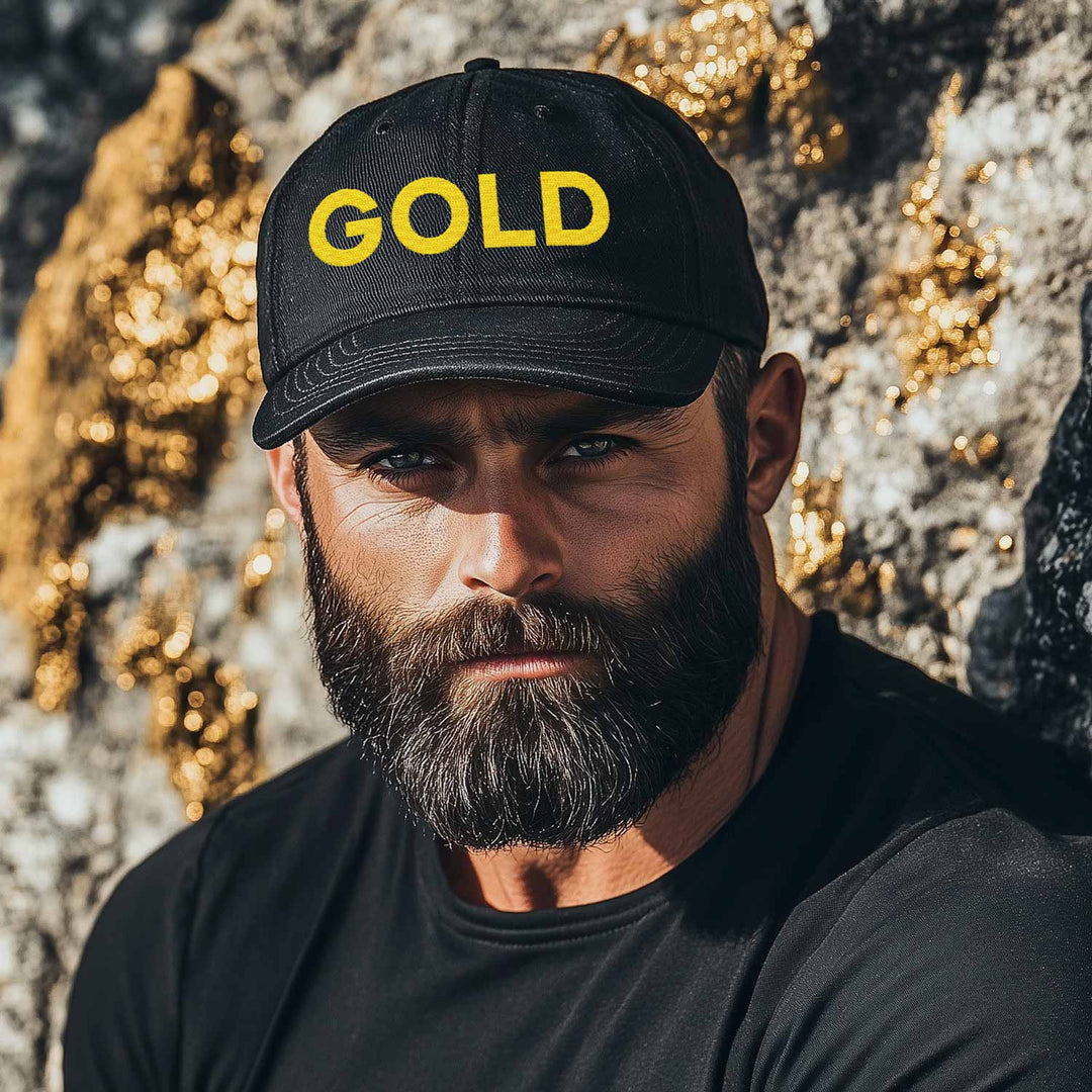 GOLD: Premium Embroidered Dark Denim Cap
