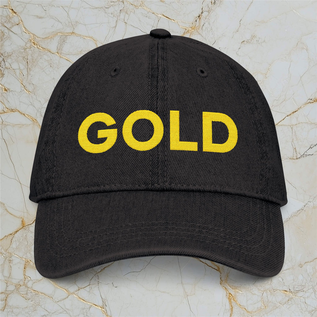 GOLD: Premium Embroidered Dark Denim Cap