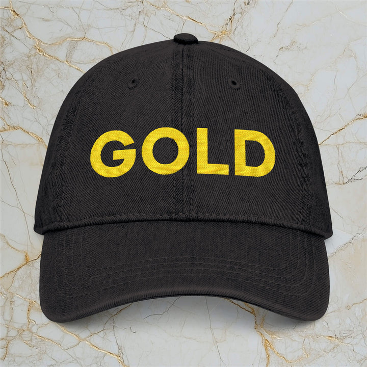 GOLD: Premium Embroidered Dark Denim Cap